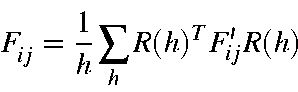 begin{displaymath}F_{ij}=frac{1}{h}sum_hR(h)^TF_{ij}'R(h)end{displaymath}