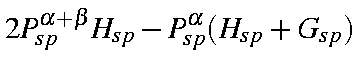 $\displaystyle 2P_{sp}^{\alpha+\beta}H_{sp}-P_{sp}^{\alpha}(H_{sp}+G_{sp})$